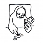 Eule zählt Geld