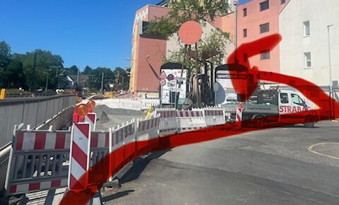 Weg zu Abenteuer Lernen verändert durch Baustelle